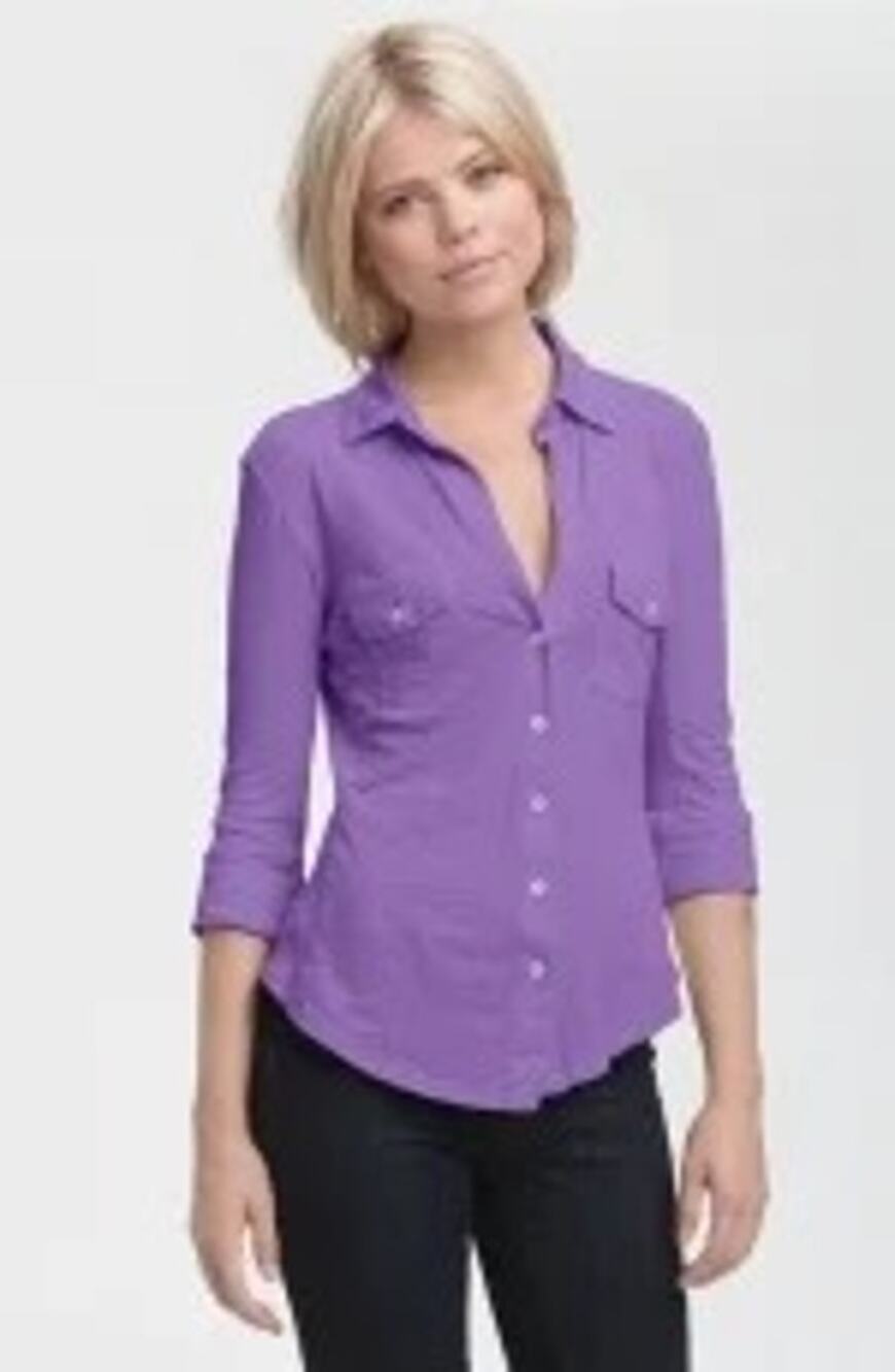 Standard James Perse Slub Contrast Panel Button Down Shirt Purple Size 2 Medium